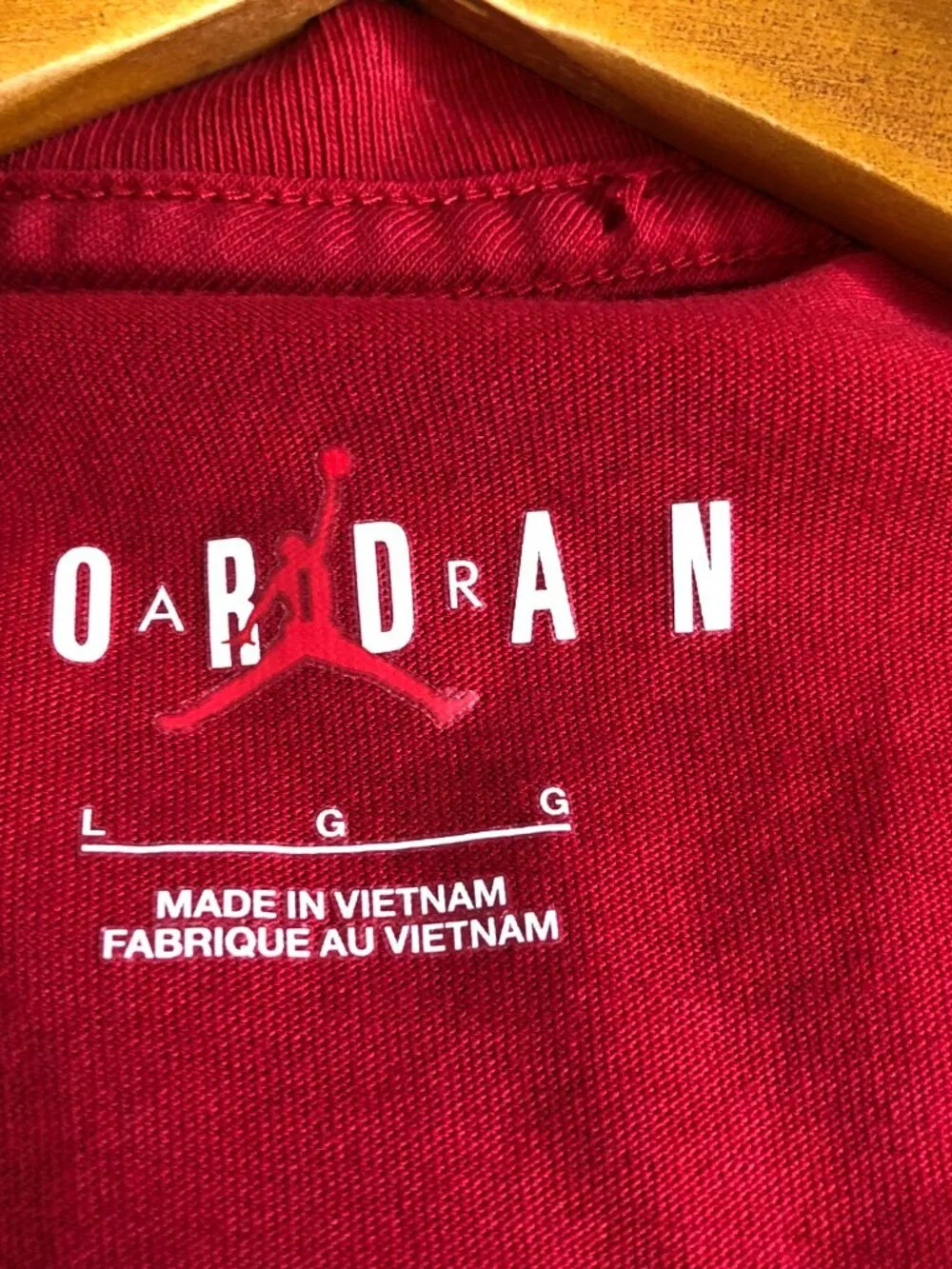 Nike Air Jordan Shirt Mens Large Red Short Sleeve 100% Cotton Baksetball Gym